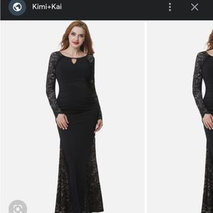 KIMI & KAI black lace long sleeve maternity dress